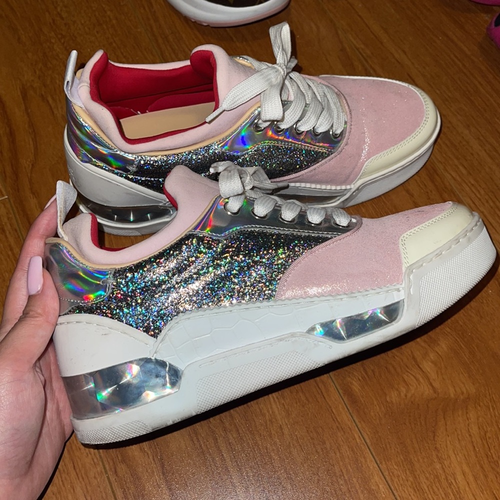 CHRISTIAN LOUBOUTIN Women Pastel Pink Sneaker 37 - Picture 2 of 5